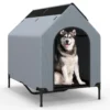 Verhoogde hondenkennel van 110 cm voor middelgrote rassen groot huisdierhuis met geventileerde ramen en afneembare hoes 1