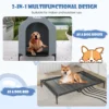 Verhoogde hondenkennel van 110 cm voor middelgrote rassen groot huisdierhuis met geventileerde ramen en afneembare hoes 3