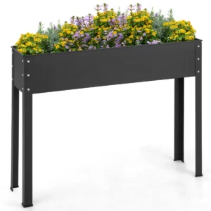 Verhoogde tuinbed verhoogde metalen plantenbak met poten afwateringsgat plantenbak grote metalen plantenbak zwart 1