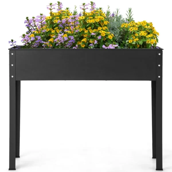 Verhoogde tuinbed verhoogde metalen plantenbak met poten afwateringsgat plantenbak grote metalen plantenbak zwart 2