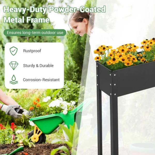 Verhoogde tuinbed verhoogde metalen plantenbak met poten afwateringsgat plantenbak grote metalen plantenbak zwart 5