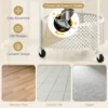 Verplaatsbare glazen salontafel ronde bijzettafel beerontwerp opbergmand metalen frame bijzettafel met vergrendelbare zwenkwielen wit 6