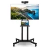 Verrijdbaar tv meubel voor platte en gebogen tv's van 32“ tot 70” tot 50 kg verstelbare tv trolley met wielen 2 planken voor camera en av 1