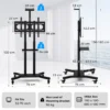 Verrijdbaar tv meubel voor platte en gebogen tv's van 32“ tot 70” tot 50 kg verstelbare tv trolley met wielen 2 planken voor camera en av 3