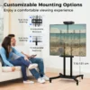 Verrijdbaar tv meubel voor platte en gebogen tv's van 32“ tot 70” tot 50 kg verstelbare tv trolley met wielen 2 planken voor camera en av 4