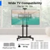 Verrijdbaar tv meubel voor platte en gebogen tv's van 32“ tot 70” tot 50 kg verstelbare tv trolley met wielen 2 planken voor camera en av 5