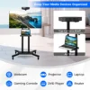 Verrijdbaar tv meubel voor platte en gebogen tv's van 32“ tot 70” tot 50 kg verstelbare tv trolley met wielen 2 planken voor camera en av 6