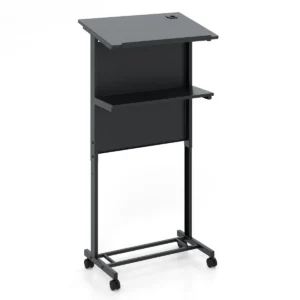 Verstelbaar sta bureau sta zit bureau op wielen mobiel staand bureau met tafelblad & opbergruimte laptoptrolley voor kantoor 1