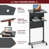 Verstelbaar sta bureau sta zit bureau op wielen mobiel staand bureau met tafelblad & opbergruimte laptoptrolley voor kantoor 7