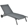 Verstelbare ligstoel patio ligstoel met soepele wielen en sneldrogende stof buiten 6 standen relaxfauteuil voor achtertuin tuin grijs 1