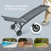 Verstelbare ligstoel patio ligstoel met soepele wielen en sneldrogende stof buiten 6 standen relaxfauteuil voor achtertuin tuin grijs 5