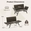 Verstelbare terras loveseat voor 2 personen bekleed met sneldrogend schuim verstelbare armleuningen rieten bank 300 kg draagvermogen 4