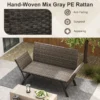 Verstelbare terras loveseat voor 2 personen bekleed met sneldrogend schuim verstelbare armleuningen rieten bank 300 kg draagvermogen 5