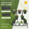 Verticaal verhoogd tuinbed met 7 plantenbakken opbergmanden drainagegaten 4 vergrendelbare wielen 3 laags verhoogd bed 7