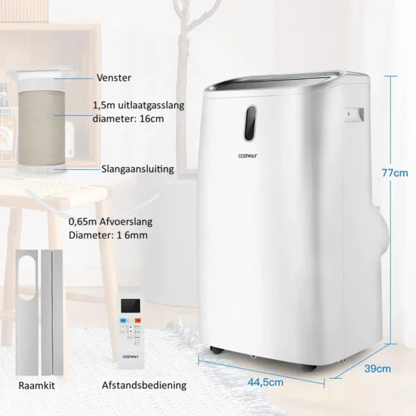 Verwarming/koeling airconditioner draagbare 5 in 1 airconditioner met afstandsbediening 14000 btu voor 40 ㎡ 44,5 x 39 x 77 cm wit 5