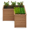 Vierkante moestuinbak van dennenhout met open l vormige basis verhoogde plantenbak voor groenten en fruit voor tuin bruin 2