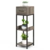 Vierkante plantstandaard met 3 niveaus metalen binnen plantenrek 1 grote lade vrijstaande hoekplank voor woonkamer kantoor 1