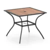 Vierkante terrastafel voor 4 personen bistrotafel met houten blad en stevig metalen frame buitentafel met verstelbaar parasolgat 2
