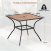 Vierkante terrastafel voor 4 personen bistrotafel met houten blad en stevig metalen frame buitentafel met verstelbaar parasolgat 3