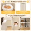 Vierlaags kattenhuis voor meerdere katten tonvormig kattenmeubel met afneembaar pluchen bed sisal krabplank & bamboemat 4