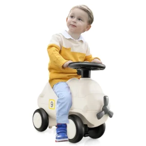 Vliegtuigspeelgoedauto voor kinderen vloerstaande auto propeller flexibel stuurwiel 4 volledig gesloten wielen loopwagen voor kinderen 1