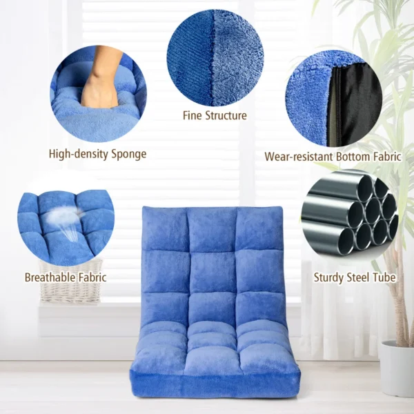Vloer stoel verstelbare vloerstoel met rugleuning vloerkussen blauw 7