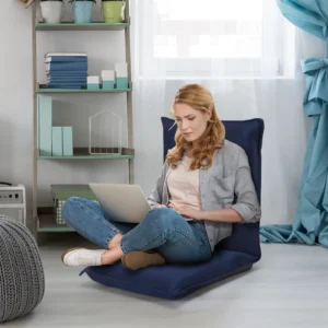 Vloer stoel vloer fauteuil vloer bank verstelbare gaming stoel comfortabele rugleuning marineblauw 1