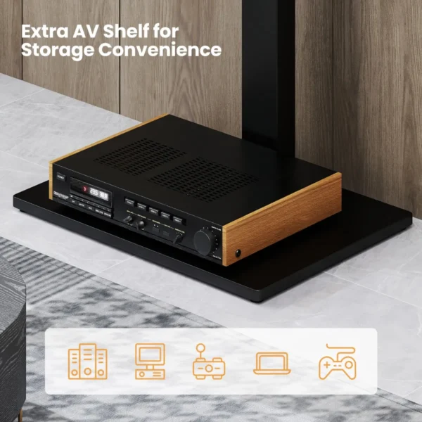 Vloer tv standaard voor 32 70" tv's tot 50 kg in hoogte verstelbare tv standaard met av plank max. vesa 600 x 400 mm zwart 5