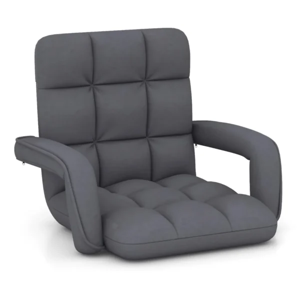 Vloerfauteuil met rugleuning in 6 standen verstelbare vloerfauteuil met armleuningen liggende positie luie stoel voor binnen 1