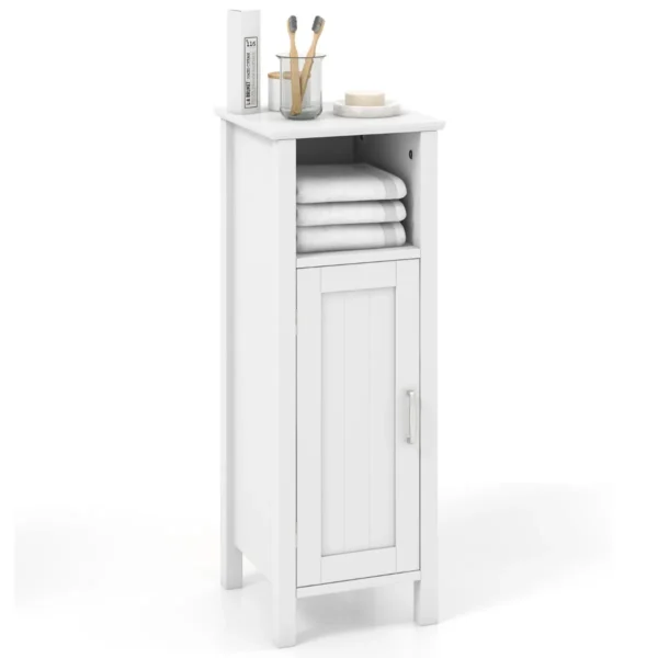 Vloerkast met deur verstelbare plank multifunctionele opbergkast voor slaapkamer keuken badkamer woonkamer wit 2