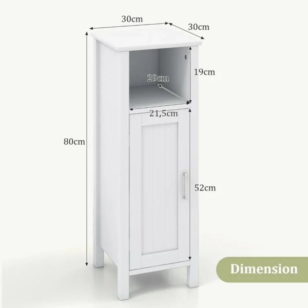 Vloerkast met deur verstelbare plank multifunctionele opbergkast voor slaapkamer keuken badkamer woonkamer wit 3