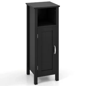 Vloerkast met deur verstelbare plank multifunctionele opbergkast voor slaapkamer keuken badkamer woonkamer zwart 1