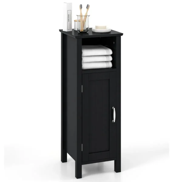 Vloerkast met deur verstelbare plank multifunctionele opbergkast voor slaapkamer keuken badkamer woonkamer zwart 2