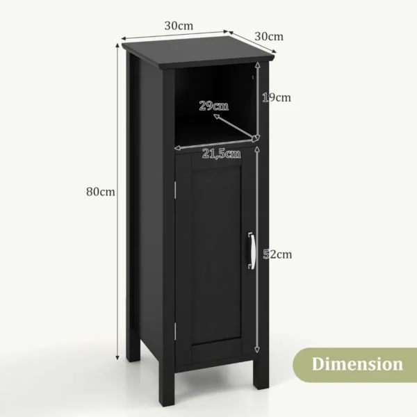 Vloerkast met deur verstelbare plank multifunctionele opbergkast voor slaapkamer keuken badkamer woonkamer zwart 3