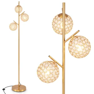 Vloerlamp met 3 globes boomlamp met voetschakelaar 3 e27 lampvoeten stevige metalen paal verzwaarde voet moderne vloerlamp 1