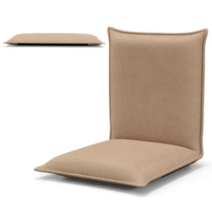 Vloerstoel met 6 traps verstelbare rugleuning gevoerde game stoel vloerbank meditatiestoel stevig metalen frame dikke vulling beige 1