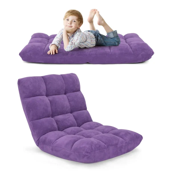 Vloerstoel met verstelbare rugleuning vloerstoel met rugleuning 105 x 59 x 15 cm paars 2