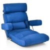 Vloerstoelmet verstelbare rugleuning hoofdsteun lendensteun en opklapbare armleuningen relaxstoel voor lezen gamen blauw 1