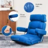 Vloerstoelmet verstelbare rugleuning hoofdsteun lendensteun en opklapbare armleuningen relaxstoel voor lezen gamen blauw 5