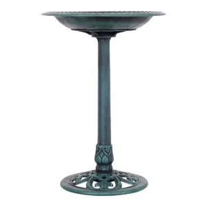 Voederhuisje voor vogels vrijstaand vogelbad met standaard vogelvoerstation voor balkon achtertuin tuin patio 50 x 72 cm groen 1
