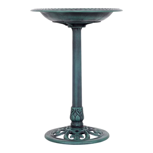 Voederhuisje voor vogels vrijstaand vogelbad met standaard vogelvoerstation voor balkon achtertuin tuin patio 50 x 72 cm groen 1