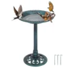 Voederhuisje voor vogels vrijstaand vogelbad met standaard vogelvoerstation voor balkon achtertuin tuin patio 50 x 72 cm groen 4