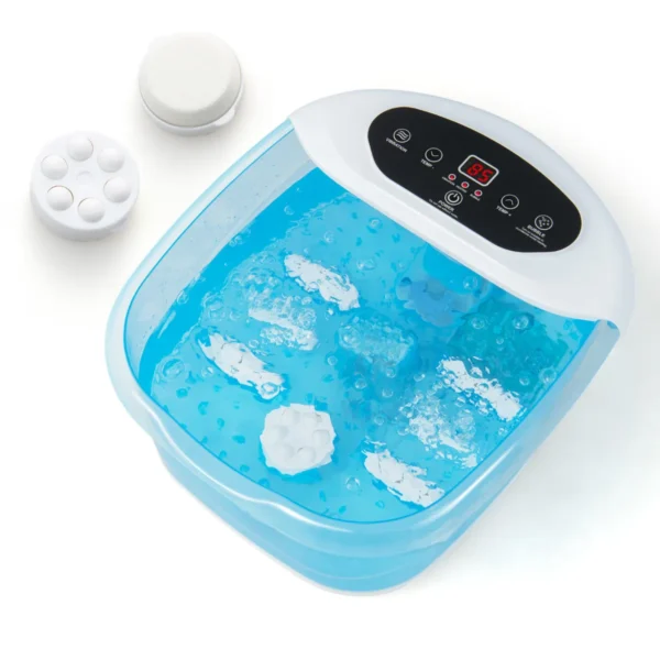 Voetbad elektrisch massageapparaat met watermassage voetmassageapparaat voetbad met pedicure puimsteen en rollen en massageknopen blauw 1