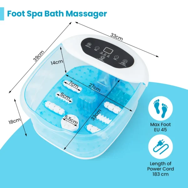 Voetbad elektrisch massageapparaat met watermassage voetmassageapparaat voetbad met pedicure puimsteen en rollen en massageknopen blauw 2