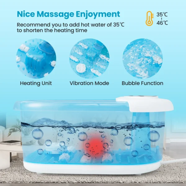 Voetbad elektrisch massageapparaat met watermassage voetmassageapparaat voetbad met pedicure puimsteen en rollen en massageknopen blauw 3