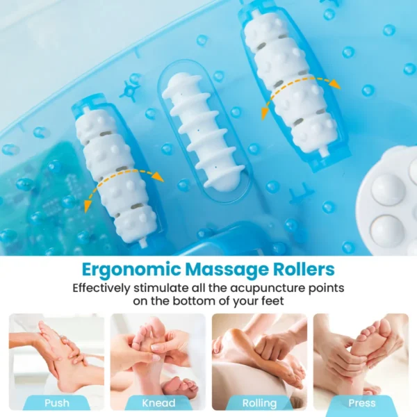 Voetbad elektrisch massageapparaat met watermassage voetmassageapparaat voetbad met pedicure puimsteen en rollen en massageknopen blauw 4