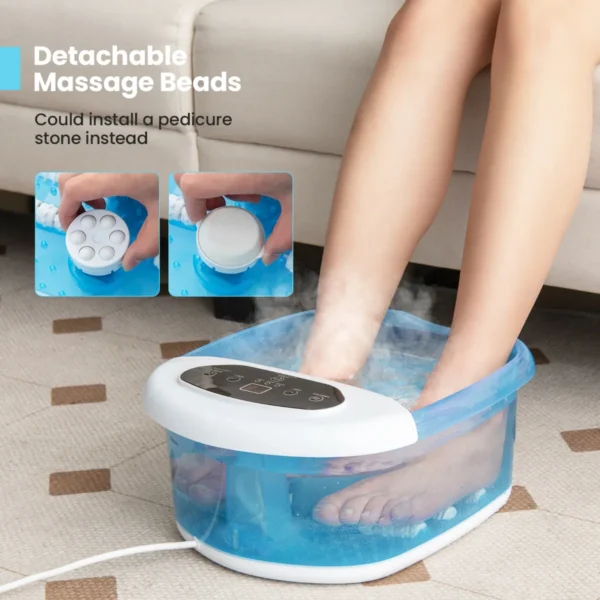Voetbad elektrisch massageapparaat met watermassage voetmassageapparaat voetbad met pedicure puimsteen en rollen en massageknopen blauw 6