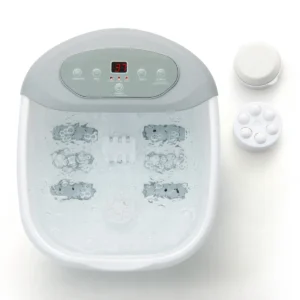 Voetbad elektrisch massageapparaat met watermassage voetmassageapparaat voetbad met pedicure puimsteen en rollen en massageknopen grijs 1