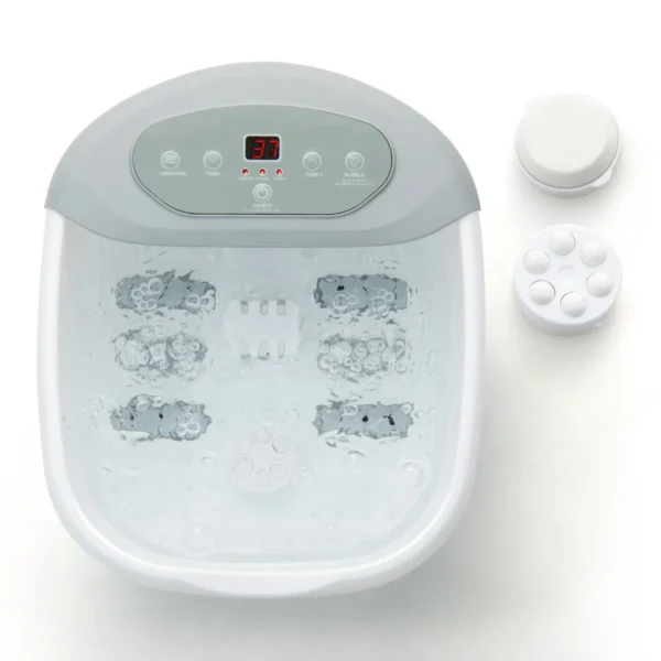 Voetbad elektrisch massageapparaat met watermassage voetmassageapparaat voetbad met pedicure puimsteen en rollen en massageknopen grijs 1