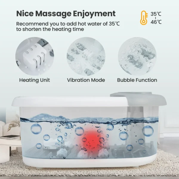 Voetbad elektrisch massageapparaat met watermassage voetmassageapparaat voetbad met pedicure puimsteen en rollen en massageknopen grijs 3
